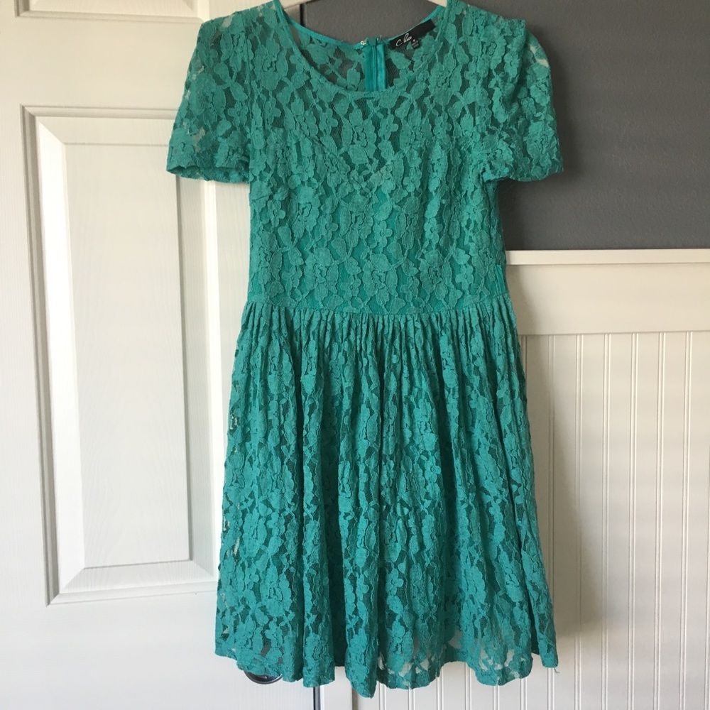 LuLus - C. Luce Teal Green Lace Dress